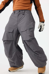 Men's Black Baggy Utility Wear-resistant Snow Pants