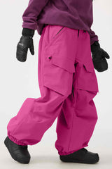 Women's Dark Brown Baggy Utility Wear-resistant Snow Pants