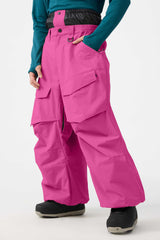 Men's Dark Brown Baggy Utility Wear-resistant Snow Pants