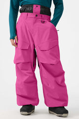 Men's Dark Brown Baggy Utility Wear-resistant Snow Pants