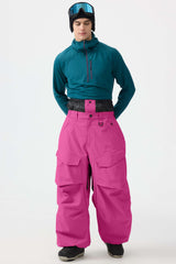 Men's Dark Brown Baggy Utility Wear-resistant Snow Pants