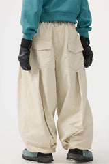Pantalones de nieve holgados con cordón negro para mujer 