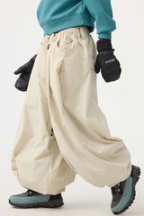Pantalones de nieve holgados con cordón para mujer en color café 