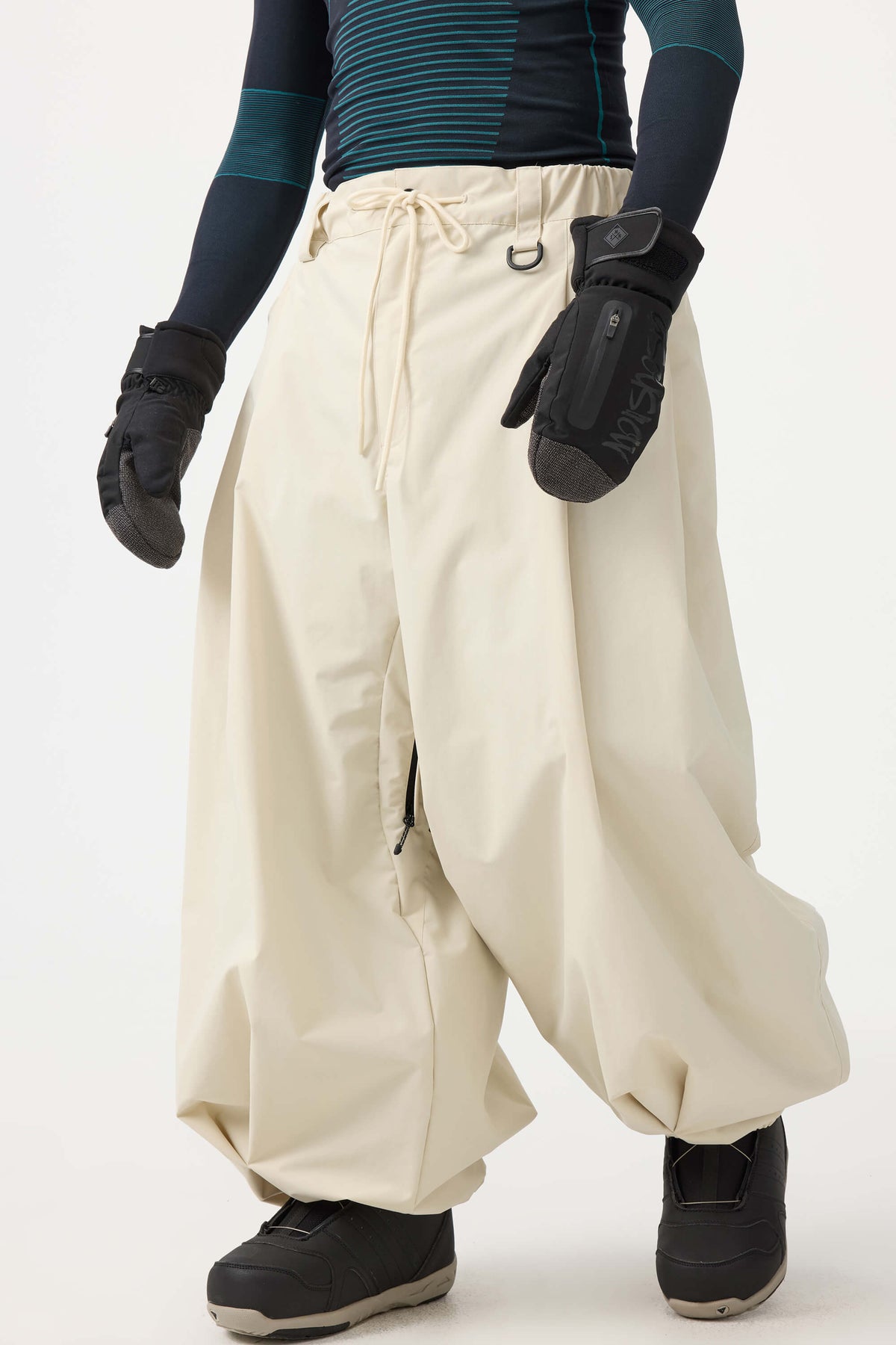 Pantalones de nieve holgados con cordón en color beige para hombre 