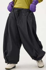 Pantalones de nieve holgados con cordón negro para mujer 
