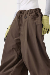 Pantalones de nieve holgados con cordón negro para mujer 