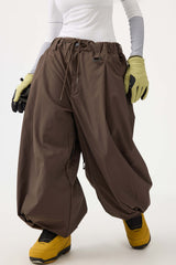 Pantalones de nieve holgados con cordón para mujer en color café 