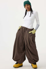 Pantalones de nieve holgados con cordón para mujer en color café 