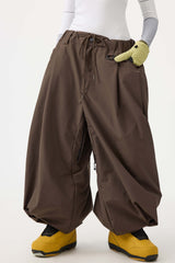 Pantalones de nieve holgados con cordón negro para mujer 