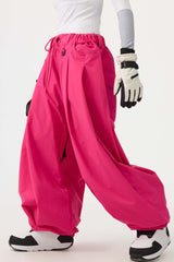 Pantalones de nieve holgados con cordón para mujer en color café 