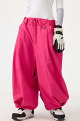 Pantalones de nieve holgados con cordón negro para mujer 