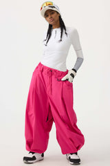 Pantalones de nieve holgados con cordón para mujer en color café 