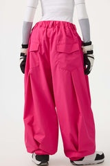 Pantalones de nieve holgados con cordón negro para mujer 