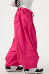 Pantalones de nieve holgados con cordón negro para mujer 