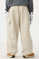 Women's Khaki Baggy Wear-resistant Waterproof Snow Pants