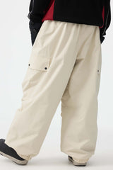 Men's Khaki Baggy Wear-resistant Waterproof Snow Pants