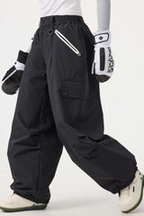 Women's Khaki Baggy Wear-resistant Waterproof Snow Pants