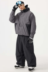 Men's Khaki Baggy Wear-resistant Waterproof Snow Pants