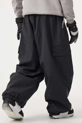 Men's Khaki Baggy Wear-resistant Waterproof Snow Pants
