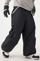 Men's Khaki Baggy Wear-resistant Waterproof Snow Pants