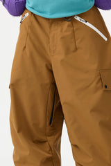 Women's Khaki Baggy Wear-resistant Waterproof Snow Pants