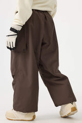 Women's Khaki Baggy Wear-resistant Waterproof Snow Pants