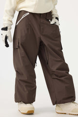 Women's Khaki Baggy Wear-resistant Waterproof Snow Pants