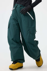 Women's Khaki Baggy Wear-resistant Waterproof Snow Pants