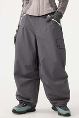 Women's Khaki Baggy Wear-resistant Waterproof Snow Pants