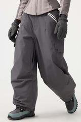 Women's Khaki Baggy Wear-resistant Waterproof Snow Pants
