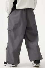 Men's Khaki Baggy Wear-resistant Waterproof Snow Pants