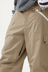 Women's Khaki Baggy Wear-resistant Waterproof Snow Pants