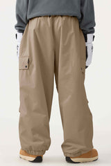 Women's Khaki Baggy Wear-resistant Waterproof Snow Pants