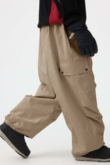 Men's Khaki Baggy Wear-resistant Waterproof Snow Pants
