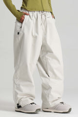 Women's Khaki Baggy Soft Brushed Retro Snow Pants