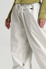 Women's Beige Baggy Soft Brushed Retro Snow Pants