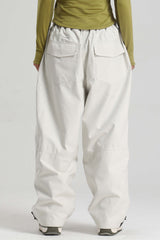 Women's Beige Baggy Soft Brushed Retro Snow Pants