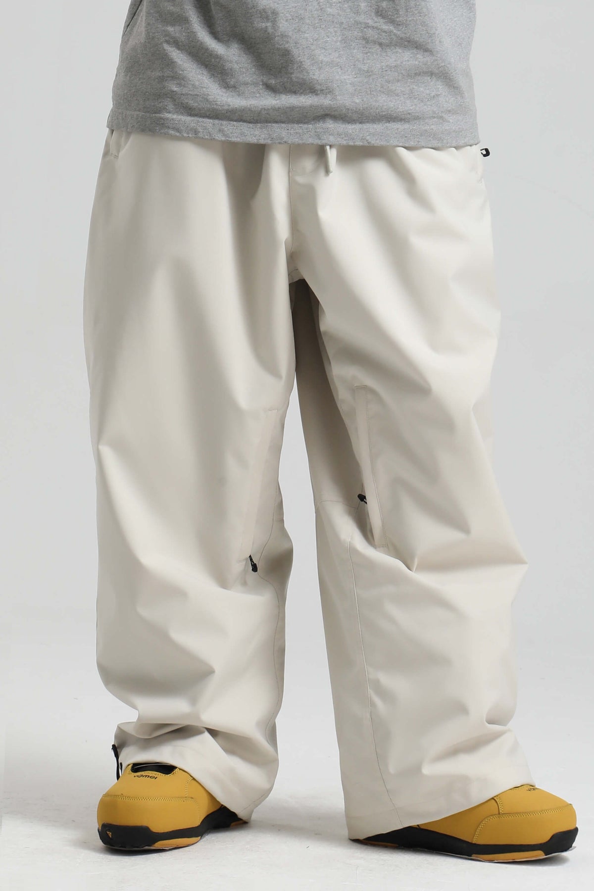 Men's Beige Baggy Soft Brushed Retro Snow Pants