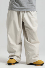 Men's Khaki Baggy Soft Brushed Retro Snow Pants