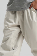 Men's Beige Baggy Soft Brushed Retro Snow Pants