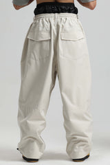 Men's Beige Baggy Soft Brushed Retro Snow Pants
