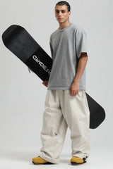 Men's Black Baggy Soft Brushed Retro Snow Pants