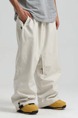 Men's Beige Baggy Soft Brushed Retro Snow Pants
