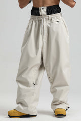 Men's Beige Baggy Soft Brushed Retro Snow Pants