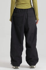 Women's Black Baggy Soft Brushed Retro Snow Pants