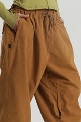 Women's Khaki Baggy Soft Brushed Retro Snow Pants