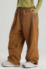 Women's Caramel Baggy Soft Brushed Retro Snow Pants