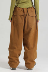 Women's Beige Baggy Soft Brushed Retro Snow Pants