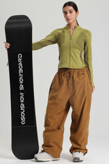 Women's Caramel Baggy Soft Brushed Retro Snow Pants