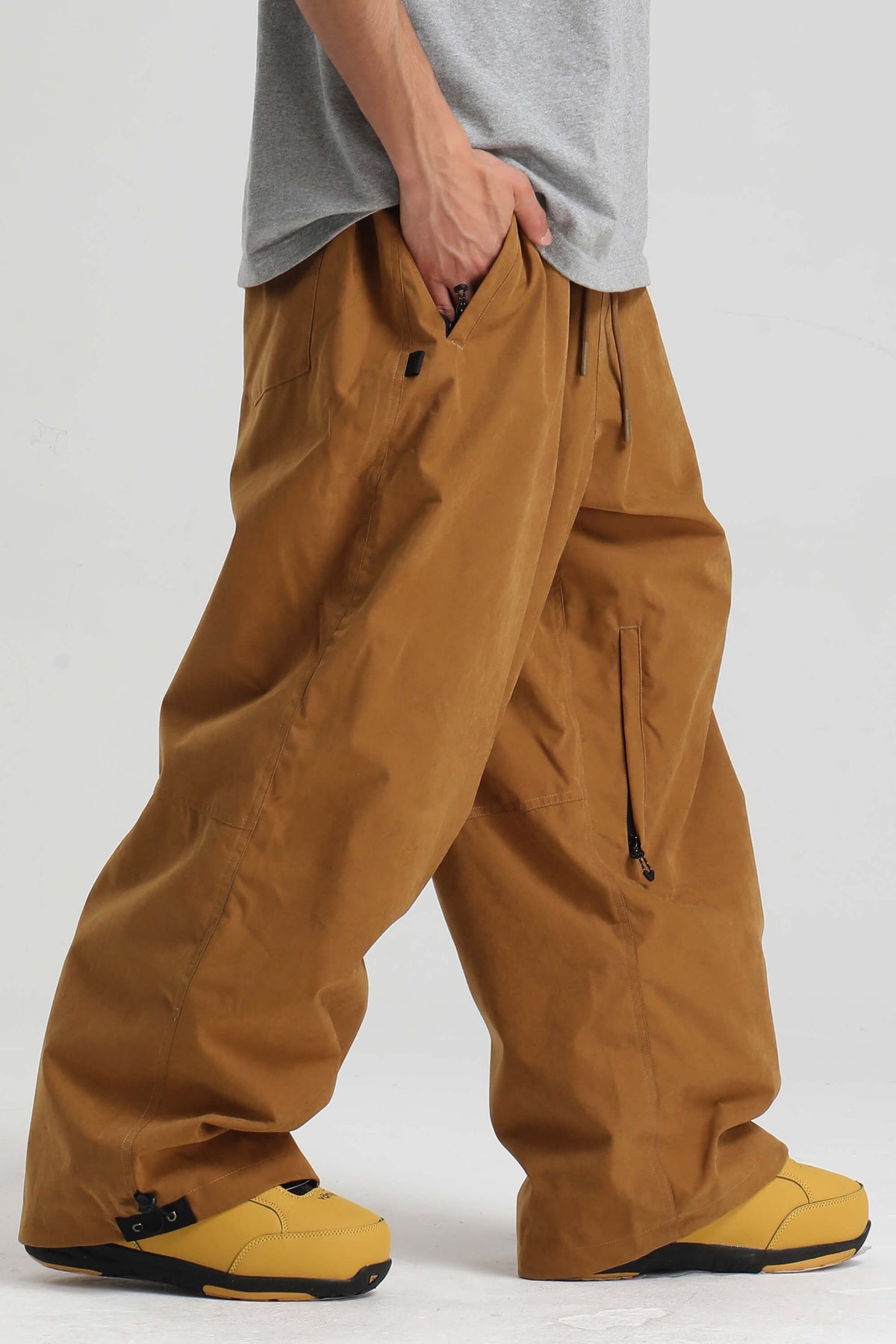 Men's Caramel Baggy Soft Brushed Retro Snow Pants